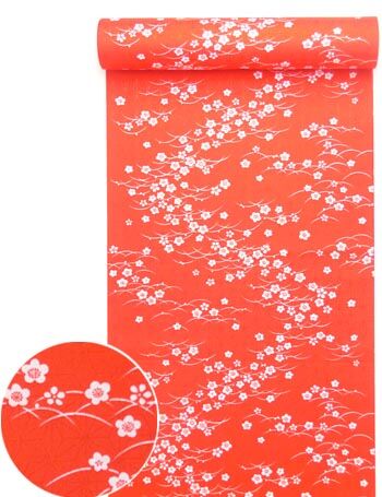 洗える紅(赤)襦袢 露芝に梅