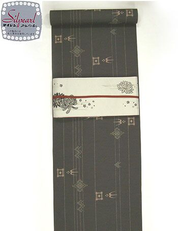 洗える紬着物 大島紬調 飛燕柄 茶色/テイジンシルパール