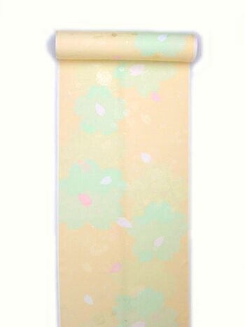 正絹振袖用襦袢 糊友禅 桜柄 クリーム クイーンサイズ