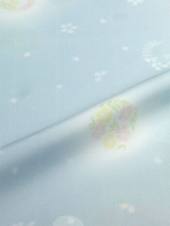 洗える長襦袢 反物 花丸 水色 水玉紋意匠 生地風合い