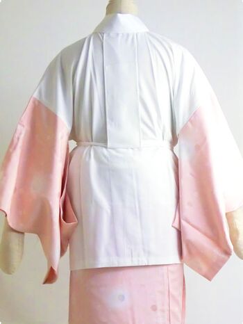 Washable two-piece juban, polka dot rinzu, hanamaru pattern, light orange (musou sleeves), made with high-performance fabric