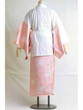 Washable two-piece juban, polka dot rinzu, hanamaru pattern, light orange (musou sleeves), made with high-performance fabric