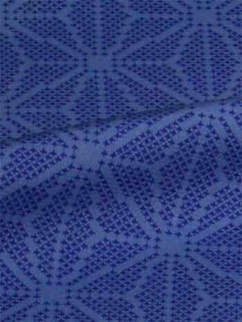 A tsumugi kimono woven in Tango, featuring asanoha(Hemp leaf) pattern in navy