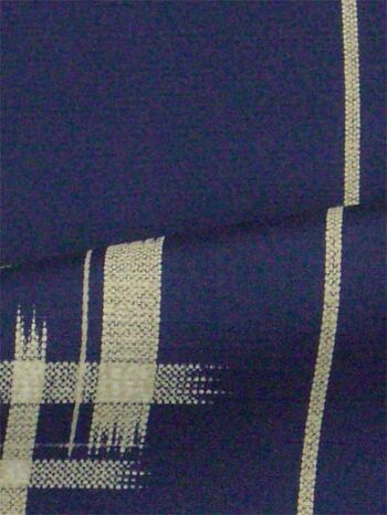 Silk Tango Tsumugi Kimono, plain navy with swallows