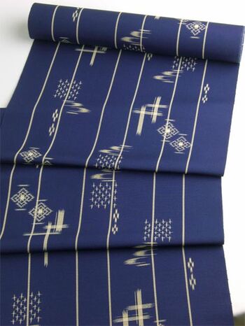 Silk Tango Tsumugi Kimono, plain navy with swallows