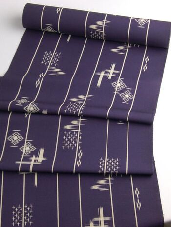 Silk Tango Tsumugi Kimono, plain purple with swallows