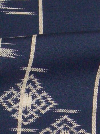 Silk Tango Tsumugi Kimono, plain navy-green with swallows