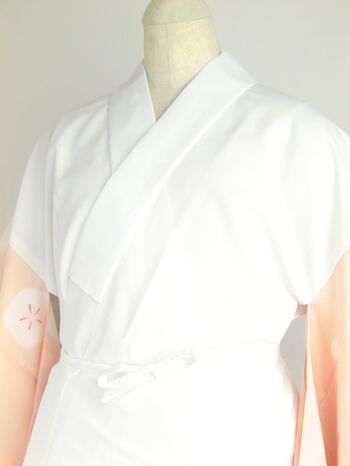 洗える二部式襦袢 水玉ちどり柄 サンゴピンク（無双袖） 高機能性生地使用