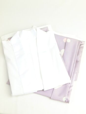 洗える二部式襦袢 水玉ちどり柄 グレープ（無双袖） 高機能性生地使用