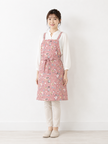 和柄 エプロン 紅型調子柄 ピンク