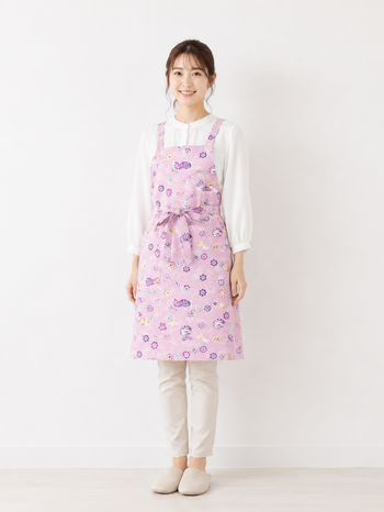 和柄 エプロン 紅型調子柄 ライトピンク