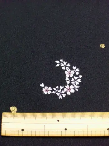 Washable Kimono – Black Embroidered Komon with Hanamaru Floral Circles | Shine Up Deodorizing Fabric