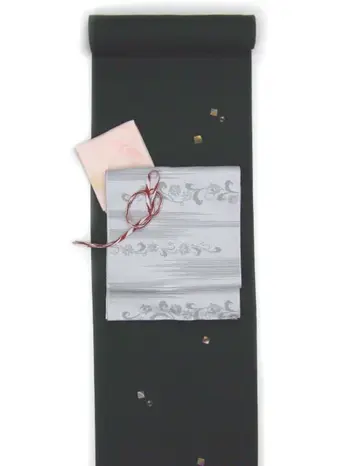 Washable Kimono with Japanese Embroidery – Black with Shikishi Design | Photocatalytic Deodorizing Shine Up Fabric
