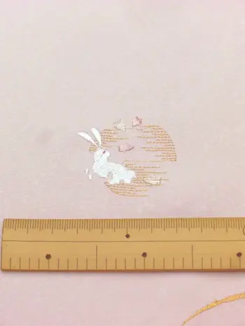 洗える着物 刺繍小紋 桜ピンク色 光触媒消臭 うさぎと月