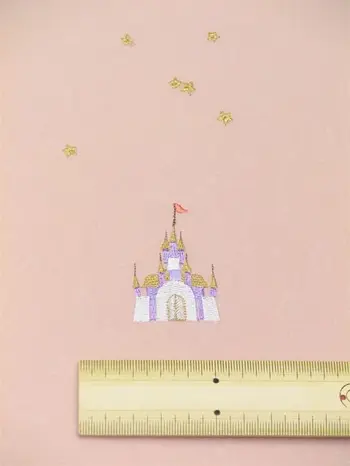 洗える着物 刺繍小紋 珊瑚色 真夜中の舞踏会（シンデレライメージ）