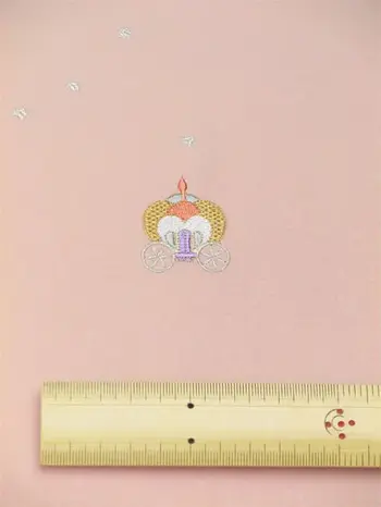 洗える着物 刺繍小紋 珊瑚色 真夜中の舞踏会（シンデレライメージ）