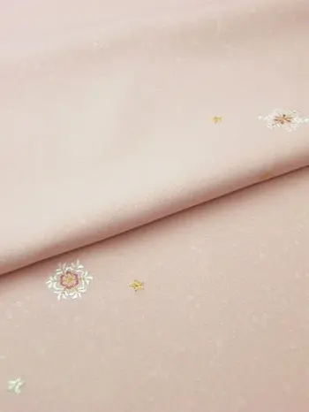 洗える着物 刺繍小紋 さんご色 光触媒消臭 雪