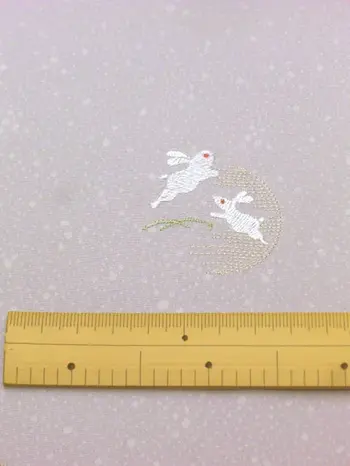 Washable Embroidered Komon Kimono, Pale Wisteria Purple “Rabbit and Moon” | Shine Up Deodorizing Fabric