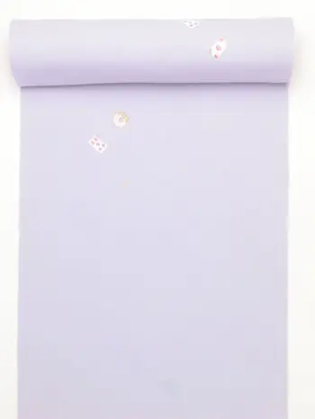 Washable Kimono – Pale Wisteria Embroidered Komon with Playing Card Motif | Shine Up Deodorizing Fabric