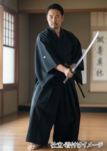 Washable Men's Kimono Habutae （no unevenness fablic）(Teijin SilPearl) No.6 Black