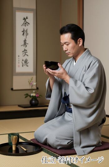 Washable Men's Kimono Habutae （no unevenness fablic）(Teijin SilPearl) No.1 Gray