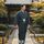 washable stumugi (pongee) kimono fablic for roll or tailoring navy blue (color No.2)