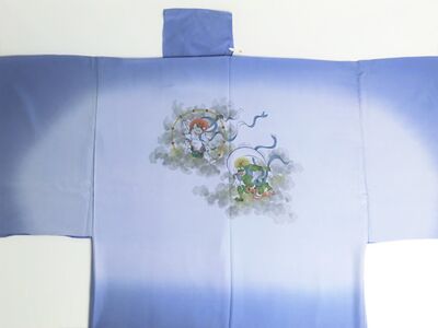 Silk underwear of Men's kimono "Tenryu"bland Gods of thunder and wind ⑩blue