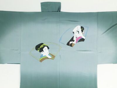 摺り友禅男襦袢 浮世絵 No.7 グレー