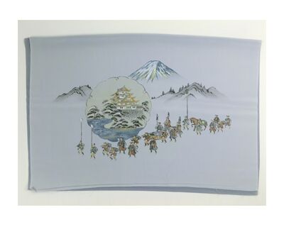 男物 額裏 グレー 山水 富士に大名行列 「白山」ブランド