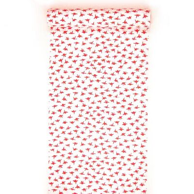 洗える長襦袢 白地に紅(赤) 折り鶴