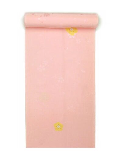 正絹長襦袢 桜吹雪に絞り 薄橙ピンク/本絞り