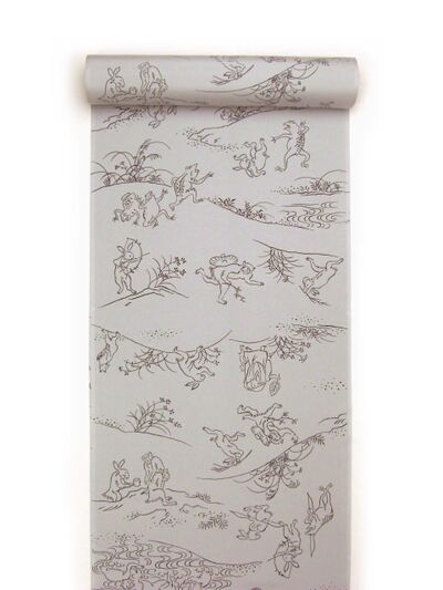 Men's kimono underwear [Cyojyu-giga pattern] Gray