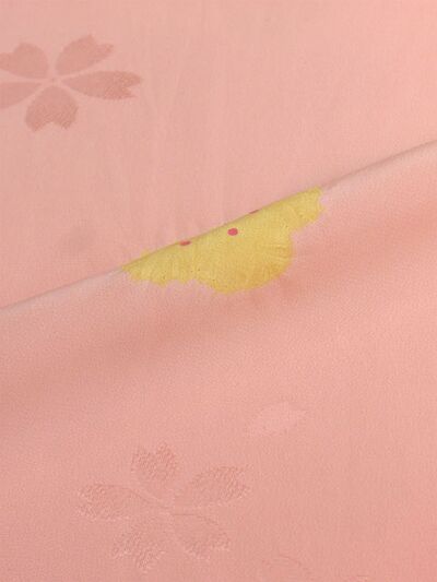 Pure silk jyuban(kimono underwear) skirt squeezed in cherry blossom blizzard light orange pink / aperture