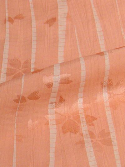 Pure silk jyuban(kimono underwear) skirt willow shibori cherry blossom blizzard pattern salmon / beige