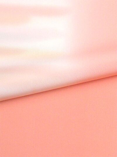 Pure Silk jyuban(kimono underwear) Hand Blurred Yuzen Salmon Pink / Seika Fabric