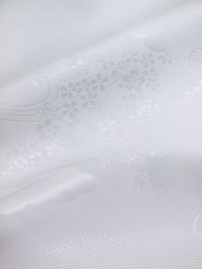 Washable jyuban(kimono underwear)cloud and flower and  Water flow desin white