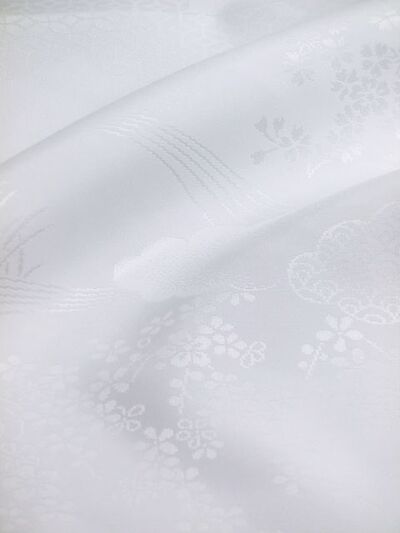 Washable jyuban(kimono underwear)cloud and flower and  Water flow desin white