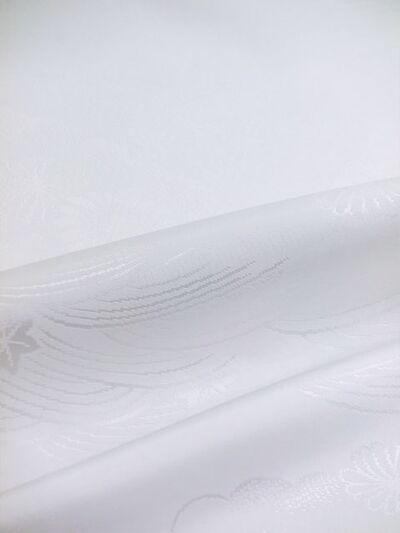 Washable jyuban(kimono underwear)cloud and flower desin white