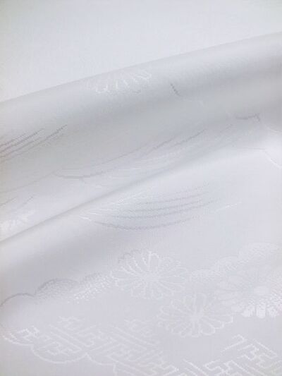 Washable jyuban(kimono underwear)cloud and flower desin white