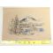 Japanese painting,Washable men's kimono with haori lining No.11 Fuji, a lakeside and a sailing boat Gold beyge