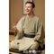 Washable Kimono Men's Kimono Manji（thin stripe） red gray 44cm Width No.5