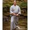 Washable Kimono Men's Kimono Manji（thin stripe） Blue Gray 44cm Width No.7