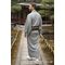 Washable Kimono Unisex Kimono Mansuji（thin stripe） Gray 44cm Width No.8