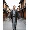 Washable Kimono Men's Kimono Mansuji（fine stripes）gray 42cm Width No.8