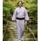Washable Kimono Men's Kimono Manji（thin stripe） light Blue perple 44cm Width No.9