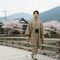 washable stumugi (pongee) kimono fablic for roll or tailoring brown (color No.5)