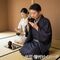 Pure silk men's kimono Tsumugi woven in Ojiya Navy blue color