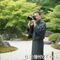Pure silk men's kimono Ojiya vertical pongee Iron navy blue