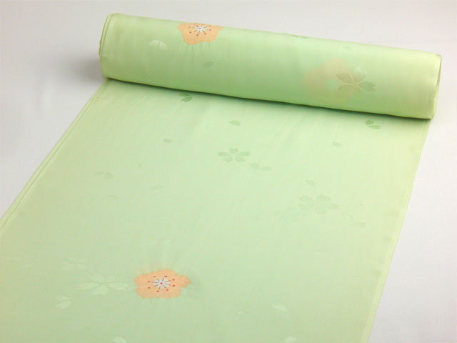 正絹長襦袢 桜吹雪に絞り 緑/本絞り