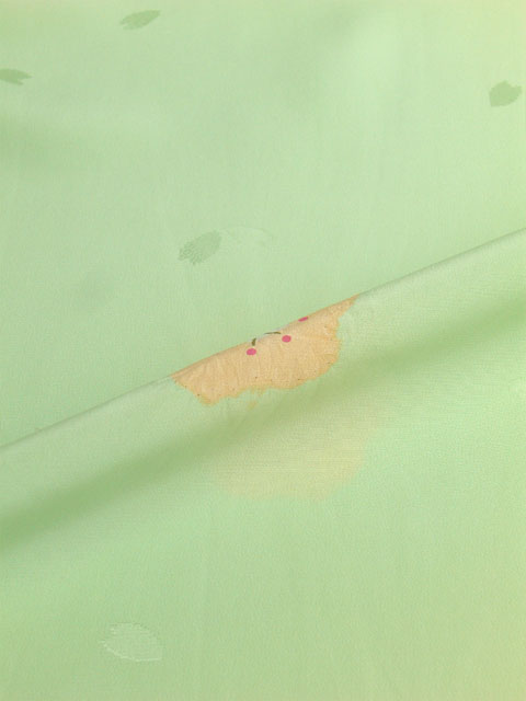 正絹長襦袢 桜吹雪に絞り 緑/本絞り